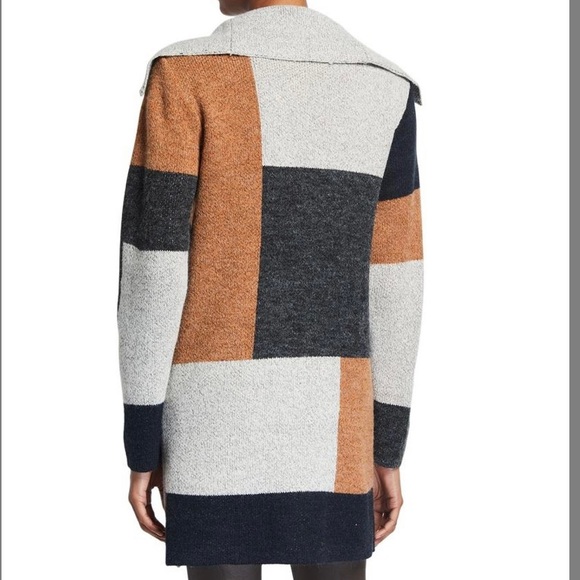 Max Studio Colorblock Patchwork Long Open Cardigan - Picture 2 of 8
